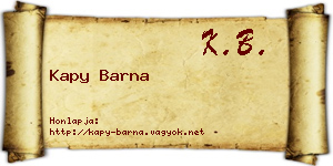 Kapy Barna névjegykártya